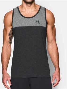 Under Armour Men's Two-Tone Dark and Light Gray Tank Nwot Large Triblend